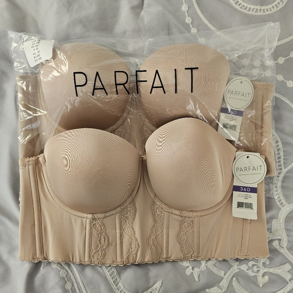 PARFAIT Elissa P5011 Full Bust and Full Figure Strapless Longline 36D lot of 2